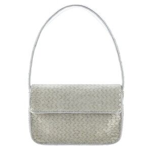 Staud Tommy Shoulder Beaded Bag in Silver